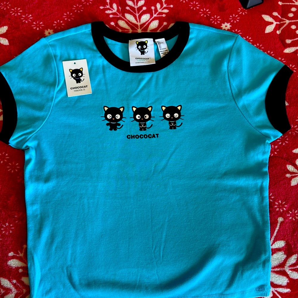 Chococat shirt x forever 21 🩵🖤